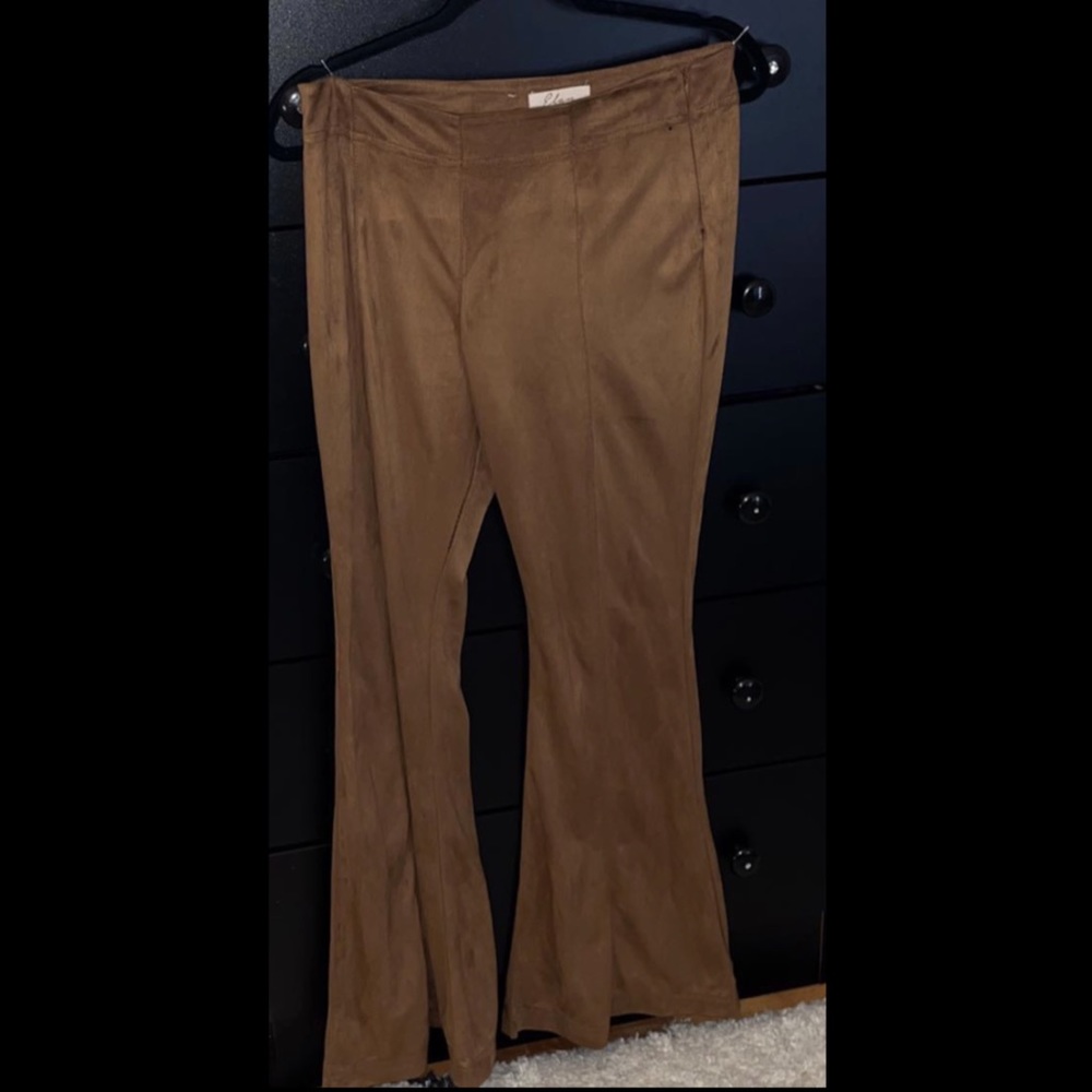 Brown Suede Flair Pants
